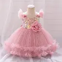 Shiny Prom Flower Puffy Dress