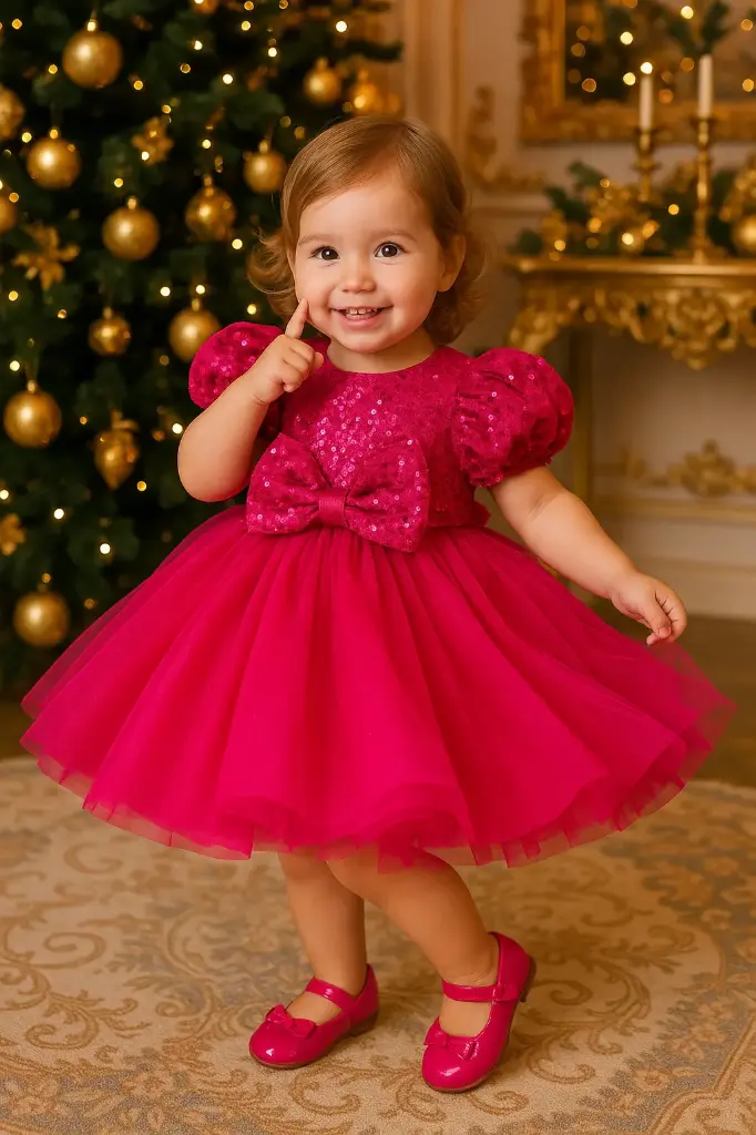 Powdered Tutu puffy Sleeves Dress