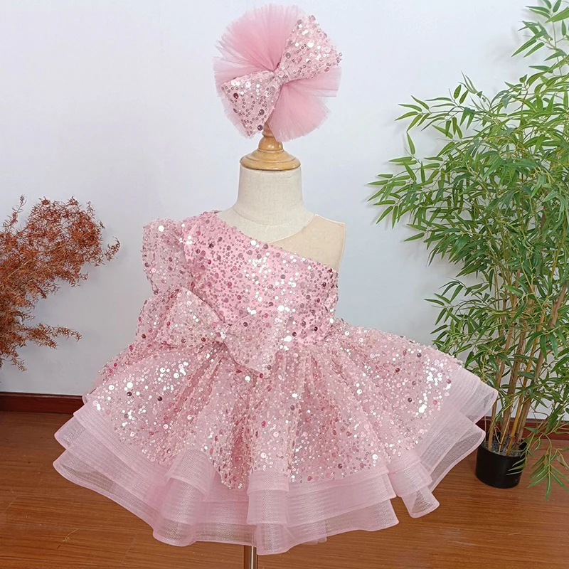 Baby Girl Beautiful Pink Dress Toddler Birthday Party Princess Dress Party Gown