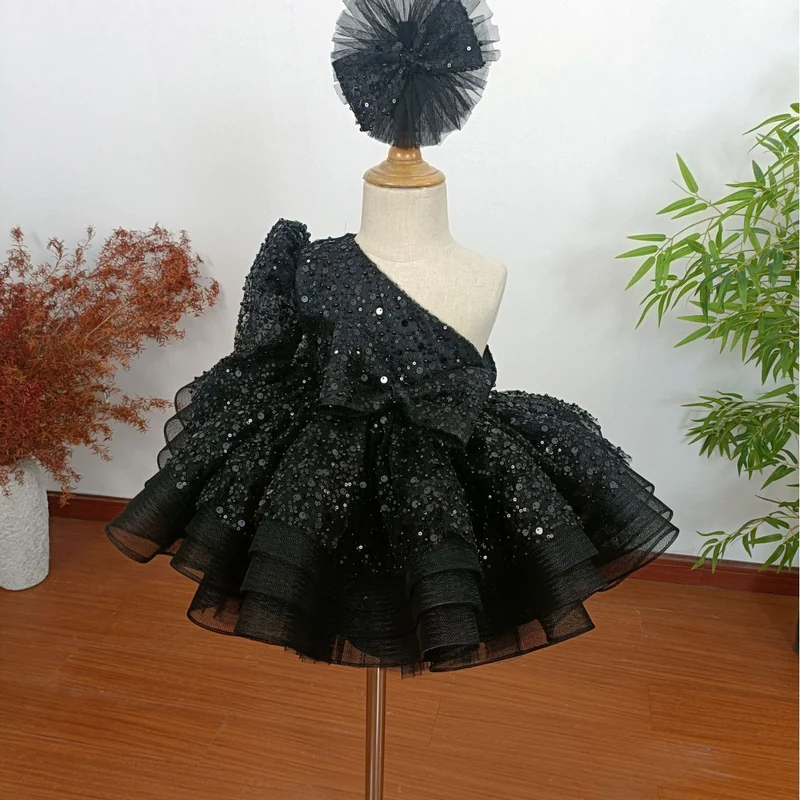 Baby Girl Beautiful Black Dress Toddler Birthday Party Princess Dress Birthday Party Frock