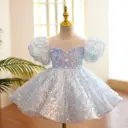 Birthday Party Dresses for Little Girl - Sky Blue Luxury Gowns