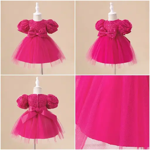 [LAL104XZ] Powdered Tutu puffy Sleeves Dress