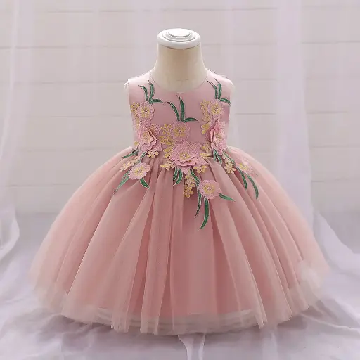 [L2182XZ] Flower Embroided Flared Party Dress